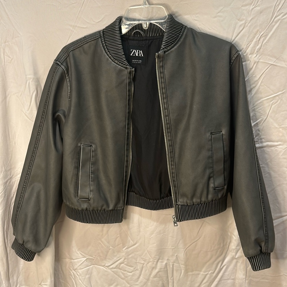 Zara Leather Bomber Jacket
